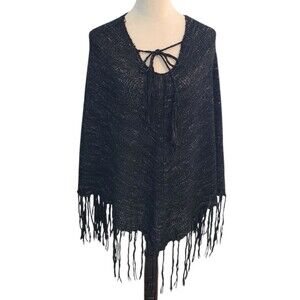 Love Tree Soft Cozy Fringe Poncho Cardigan Shawl O/S Pullover Sweater Versatile